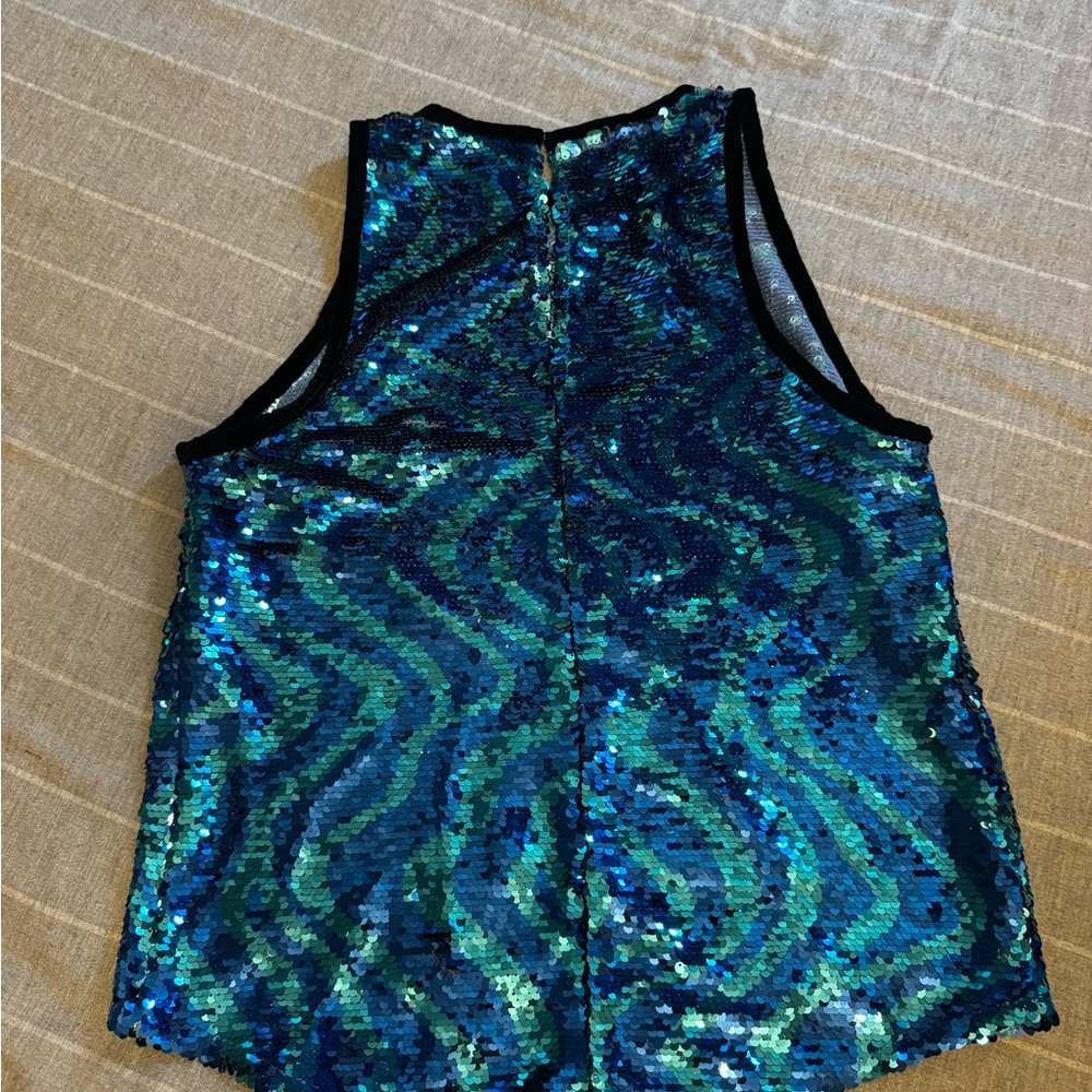 NWT ZARA Blue and Green Sequin Tank Top size small - Picture 4 of 4